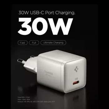 SPIGEN EE301EU-GAN ESSENTIAL 1-PORT NETWERKOPLADER 30W NATURAL TITANIUM