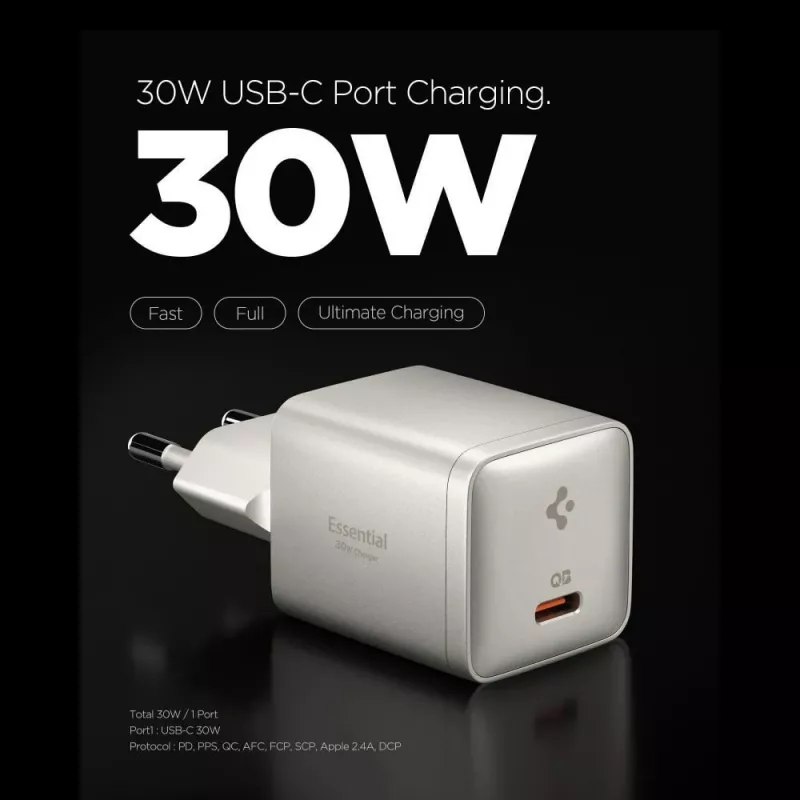 SPIGEN EE301EU-GAN ESSENTIAL 1-PORT NETWERKOPLADER 30W NATURAL TITANIUM