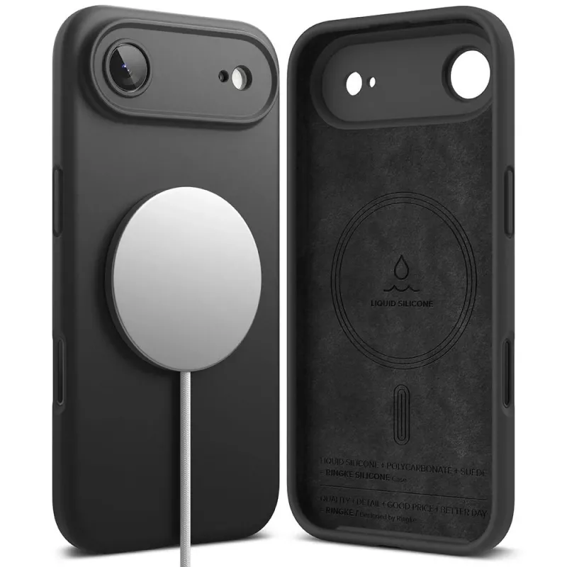 Ringke Silicone Magnetic MagSafe hoesje voor Apple iPhone 17 Air - zwart
