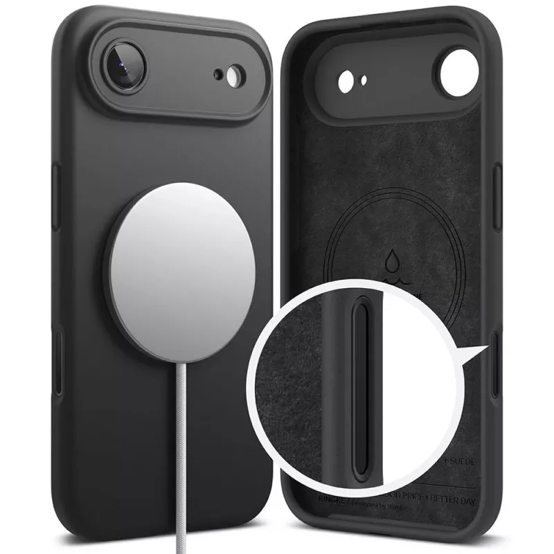 Ringke Silicone Magnetic MagSafe hoesje voor Apple iPhone 17 Air - zwart