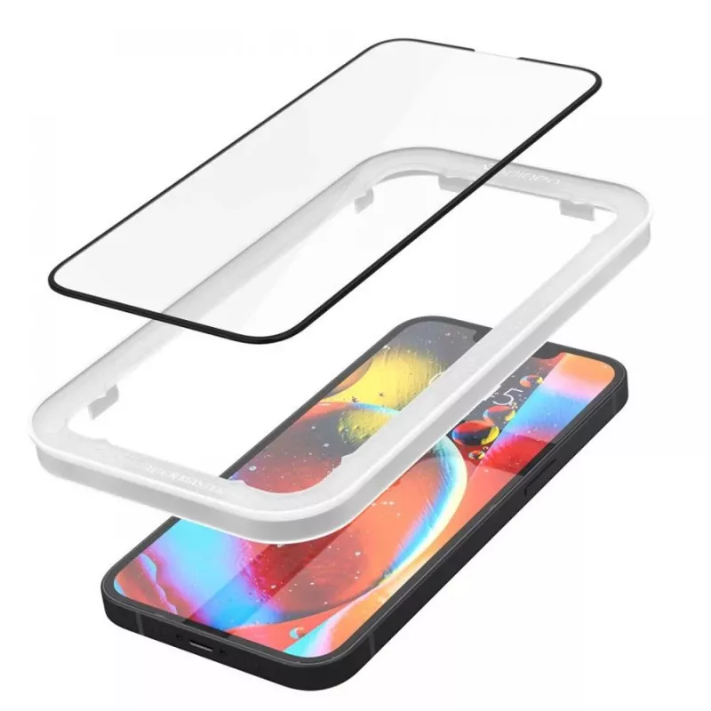 Spigen AlignMaster Glass Full Coverage screenprotector voor Apple iPhone 13/13 Pro/14/16E/17E zwart (2-pack)