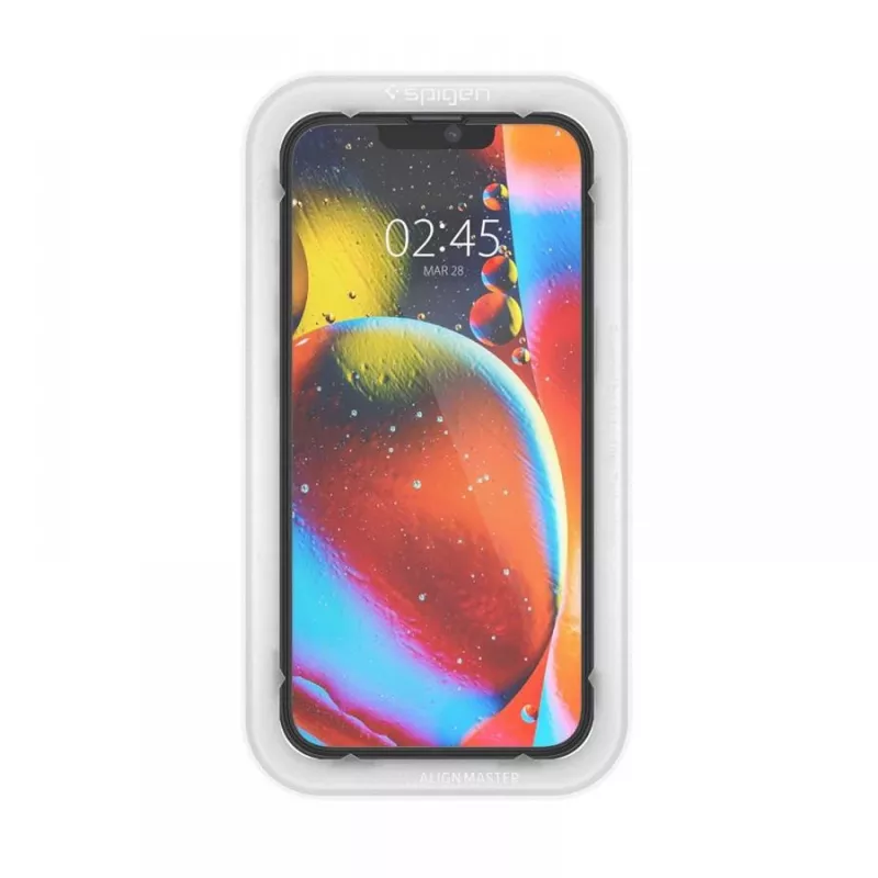 Spigen AlignMaster Glass Full Coverage screenprotector voor Apple iPhone 13/13 Pro/14/16E/17E zwart (2-pack)