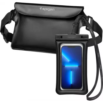 Spigen A621 universele waterdichte hoes en heuptas zwart