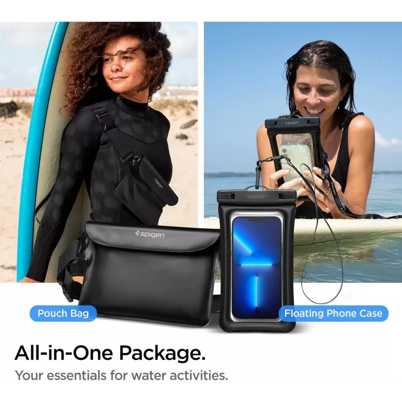 Spigen A621 universele waterdichte hoes en heuptas zwart