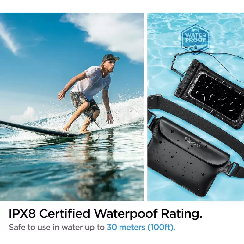Spigen A621 universele waterdichte hoes en heuptas zwart