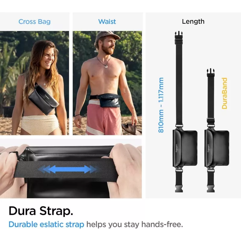 Spigen A621 universele waterdichte hoes en heuptas zwart