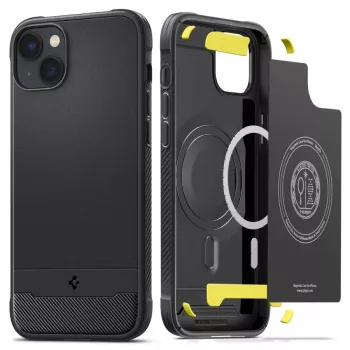 Spigen Rugged Armor Mag MagSafe iPhone 14 hoes mat zwart