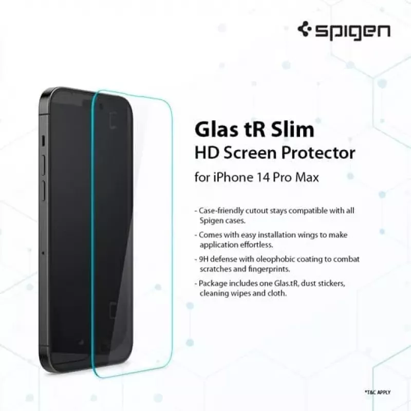 Spigen Glas tR Slim HD screenprotector voor Apple iPhone 14 Pro Max, gehard glas, 9H-hardheid, krasbestendig, transparant, 1 verpakking