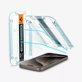 Spigen GLAS.tR EZ FIT 2-pack Tempered Glass Schermbeschermer voor iPhone 15 Pro