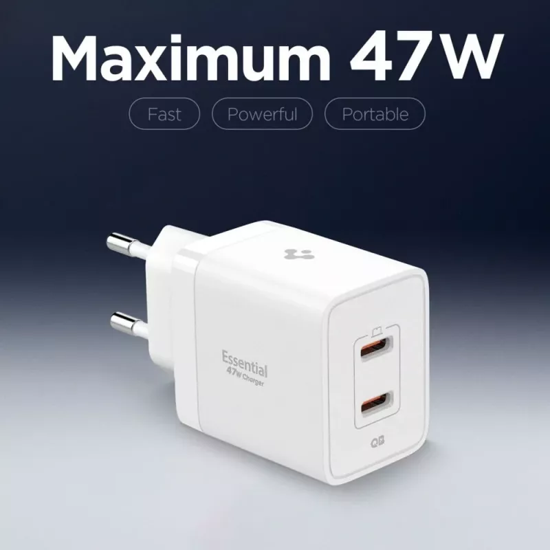SPIGEN ESSENTIAL EE472EU 2-poorts netlader 47W wit
