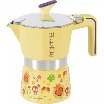 Pedrini 3TZ Frida Kahlo espressomaker voor op het fornuis, geel (02CF161)