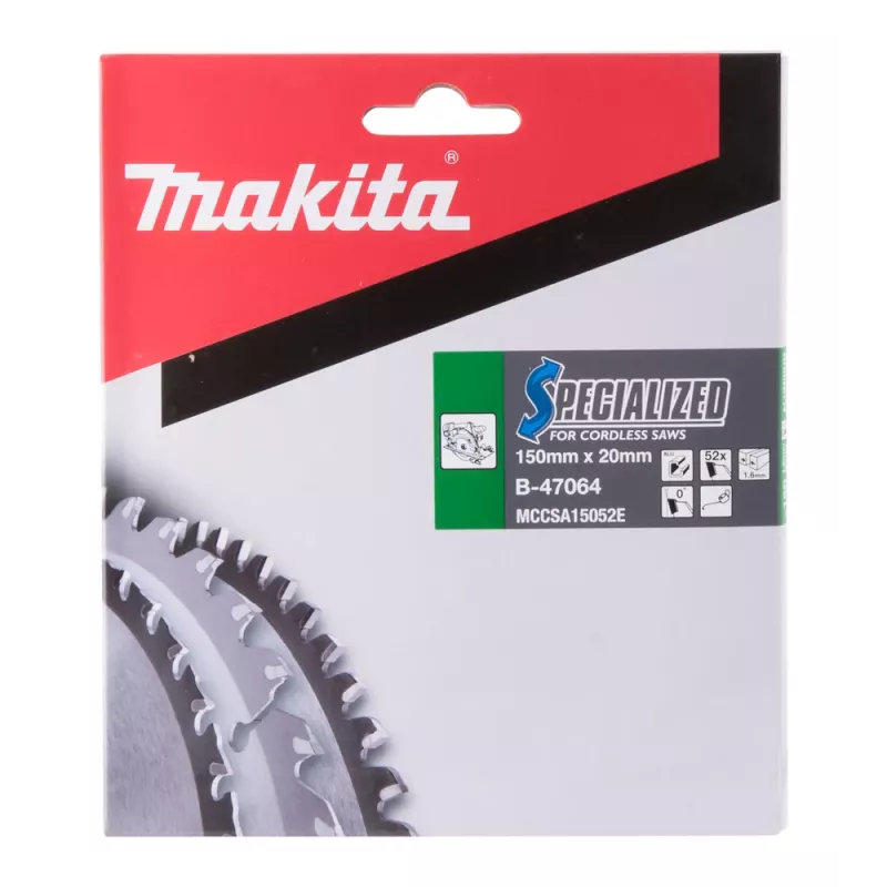 Makita Specialized B-47064 cirkelzaagblad voor aluminium, 150 x 20 mm, 52 Z