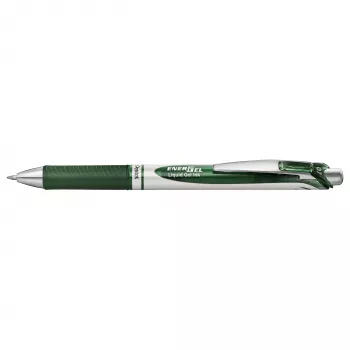 Pentel Energel BL77 intrekbare gelpen - groene inkt - groene huls - zilveren accenten - 0,7 mm - middelgrote punt - op waterbasis - enkele pen
