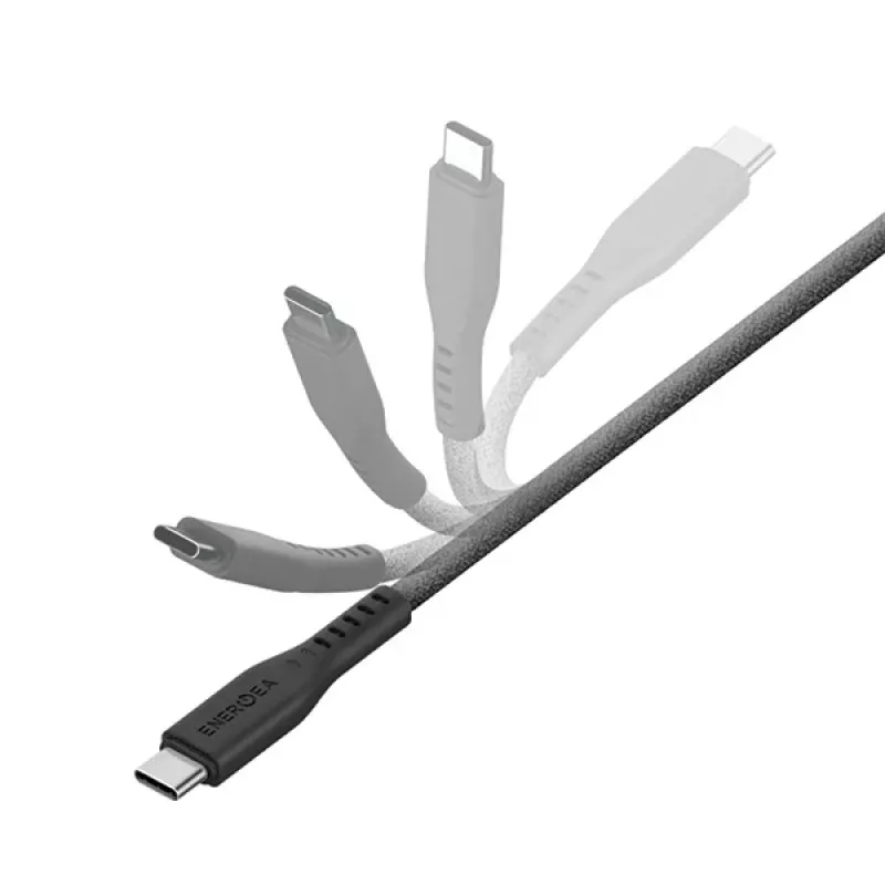 ENERGEA Flow USB-C naar Lightning-kabel 1,5m zwart 60W 3A PD snelladen MFi-gecertificeerd