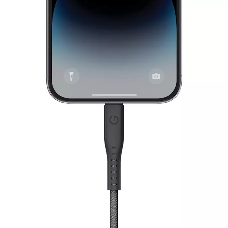 ENERGEA Flow USB-C naar Lightning-kabel 1,5m zwart 60W 3A PD snelladen MFi-gecertificeerd