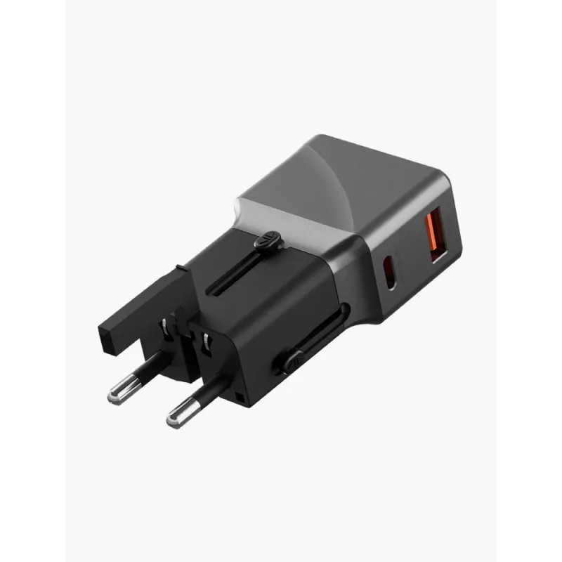 ENERGEA TravelWorld 1A1C 25W universele reisadapter gunmetal