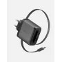 ENERGEA Ampcharge Arc 65W GaN USB-A/USB-C wandlader met intrekbare USB-C-kabel, gunmetal