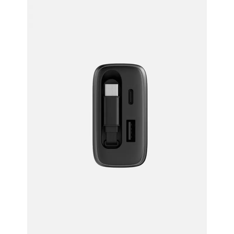 ENERGEA Ampcharge Arc 65W GaN USB-A/USB-C wandlader met intrekbare USB-C-kabel, gunmetal