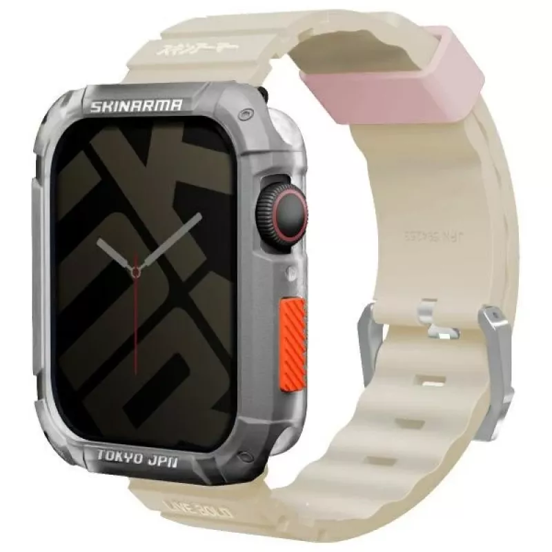 SKINARMA Shokku Apple Watch 45/44/42mm beige siliconen band
