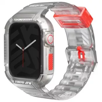 SKINARMA Saido 2-in-1 hoes en band voor Apple Watch 45/44mm, clear/transparant