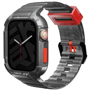 Skinarma Saido 2-in-1 band en hoes voor Apple Watch 45/44mm - smoke