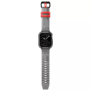 Skinarma Saido 2-in-1 band en hoes voor Apple Watch 45/44mm - smoke