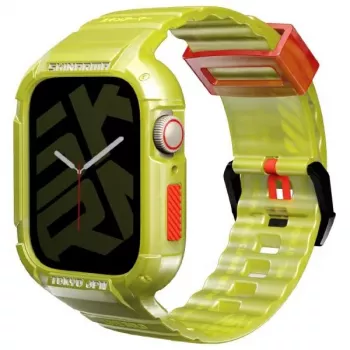 Skinarma Saido 2-in-1 Apple Watch band en hoes 45/44mm neon yellow