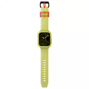 Skinarma Saido 2-in-1 Apple Watch band en hoes 45/44mm neon yellow