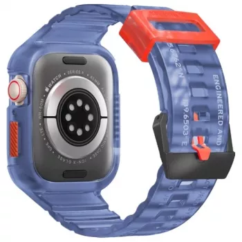 Skinarma Saido 2-in-1 hoes met geïntegreerde band voor Apple Watch 45/44mm donkerblauw