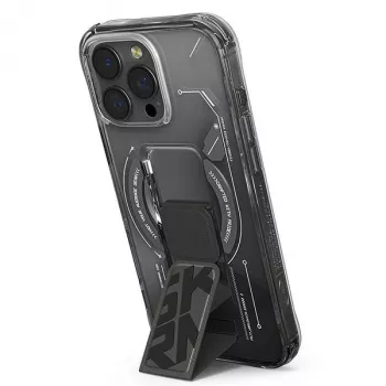 Skinarma Helio Hoes voor iPhone 16 Pro Max 6,9 inch, magnetisch opladen + gripstandaard, Zwart
