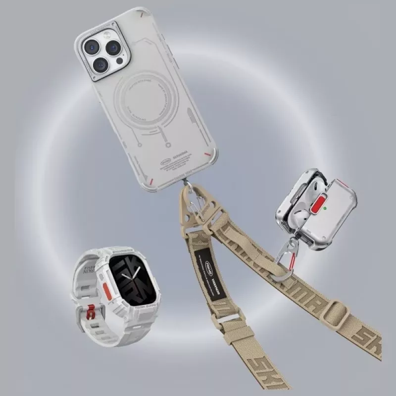 Skinarma Mecha Hoes voor AirPods Pro 2, Frost Translucent