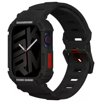 SKINARMA Mecha 2-in-1 band en case voor Apple Watch 45/44mm zwart