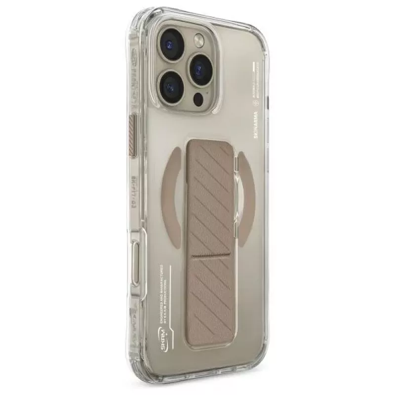 SKINARMA Axon Magnetic Charging + Grip Stand Case voor iPhone 16 Pro 6,3 inch - champagne