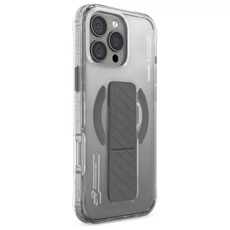 Skinarma Axon Case voor iPhone 16 Pro 6,3 inch, magnetisch laden + gripstandaard, titanium