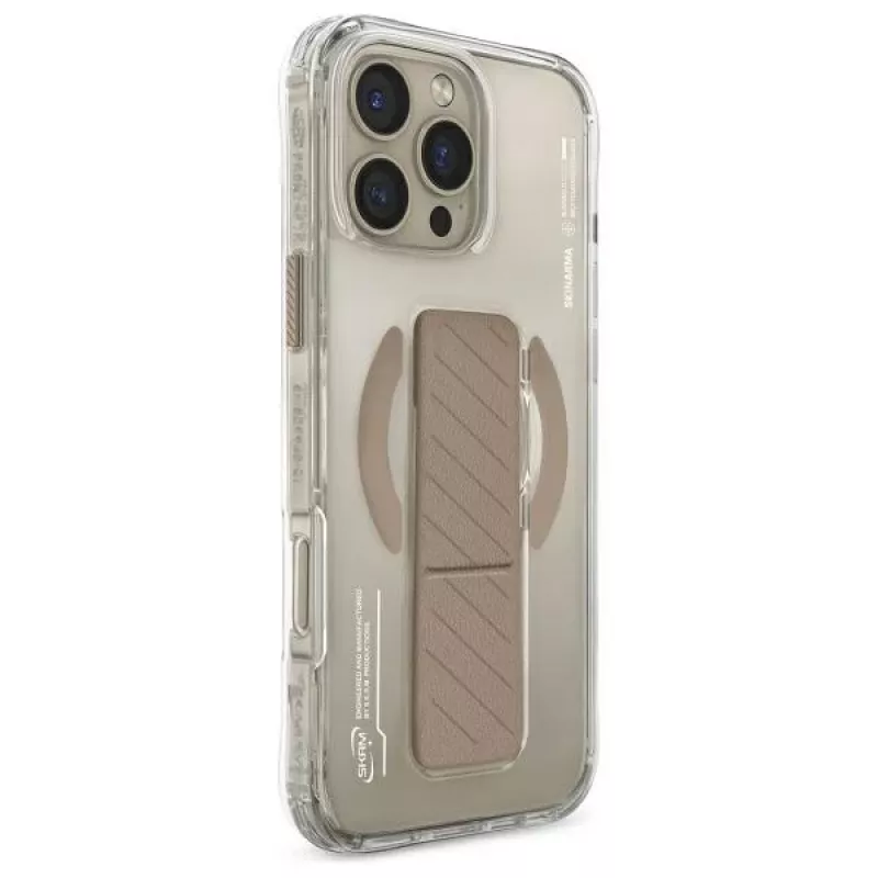 Skinarma Axon Case voor iPhone 16 Pro Max 6,9 inch, magnetisch laden + gripstandaard, champagne