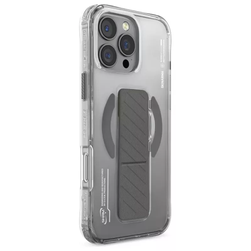 Skinarma Axon Case voor iPhone 16 Pro Max 6,9 inch magnetisch laden + gripstandaard titanium