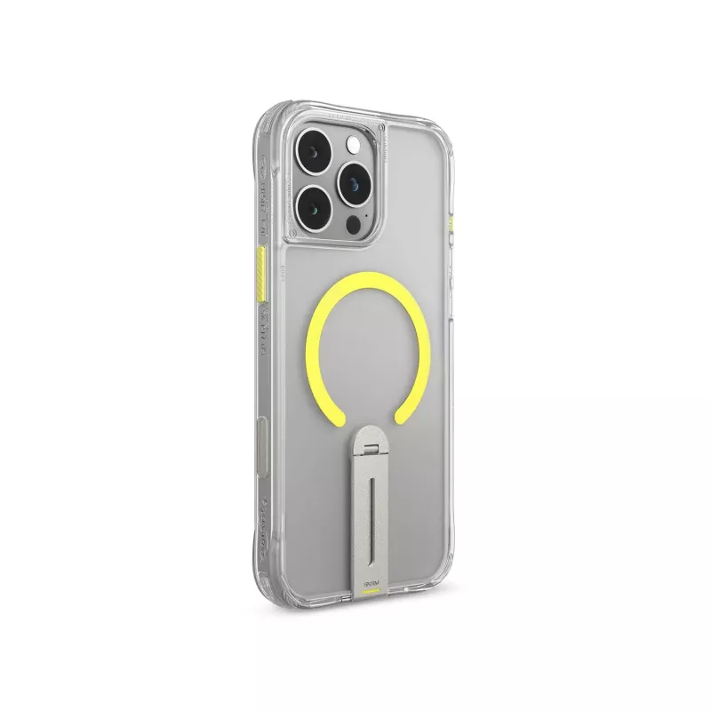 Skinarma Helix Magnetic Charging 360 Rotating Stand Case voor iPhone 16 Pro, Transparant