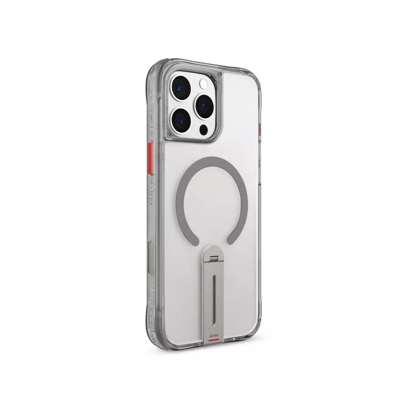 Skinarma Helix Case voor iPhone 16 Pro, magnetisch laden, 360° draaibare standaard, titanium