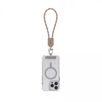 Skinarma Dyno Ve 2-in-1 USB-C naar USB-C polsbandkabel, 25 cm, beige