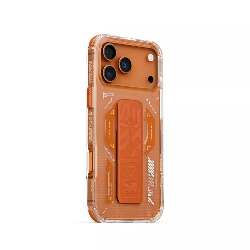 Skinarma Helio Case voor iPhone 17 Pro Max Magnetic Charging + Grip Stand oranje