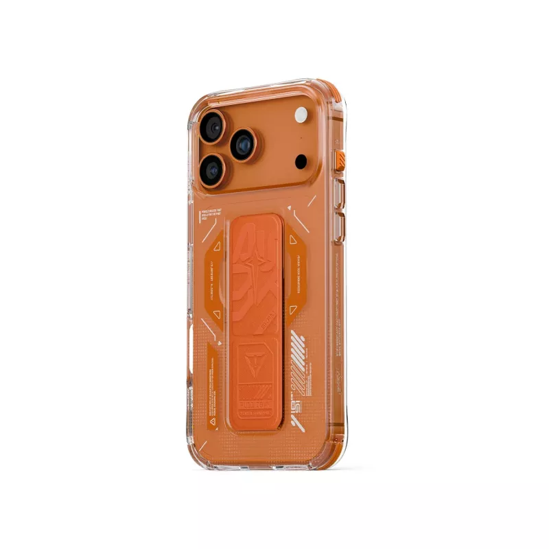 Skinarma Helio Case voor iPhone 17 Pro Max Magnetic Charging + Grip Stand oranje