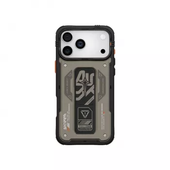 Skinarma Aegis hoesje voor iPhone 17 Pro magnetisch laden + grip-standaard grijs