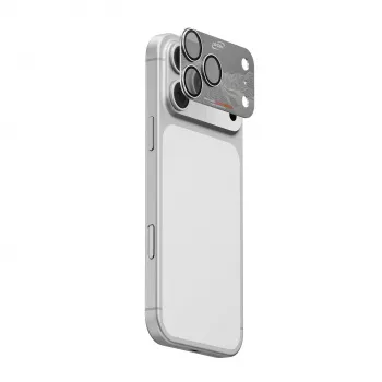 Skinarma Sonix volledig aluminium cameralensbeschermer voor iPhone 17 Pro Max, zilver, Skin000389