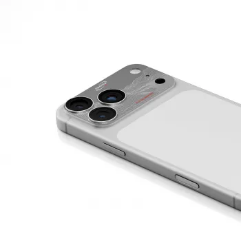 Skinarma Sonix volledig aluminium cameralensbeschermer voor iPhone 17 Pro Max, zilver, Skin000389