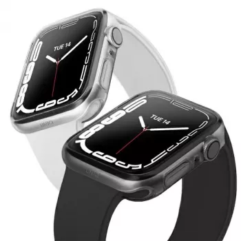 UNIQ Glase Apple Watch Series 7/8/9 41mm dubbelpack transparante en Smoke beschermhoes