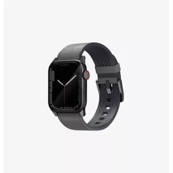 UNIQ Straden leren hybride band voor Apple Watch Series 1/2/3/4/5/6/7/8/9/10/11/SE/SE2/SE3/Ultra/Ultra 2/Ultra 3 42/44/45/49mm - grijs