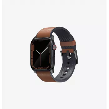 UNIQ Straden leren hybride band voor Apple Watch Series 1/2/3/4/5/6/7/8/9/10/11/SE/SE2/SE3/Ultra/Ultra 2/Ultra 3 42/44/45/49mm - grijs