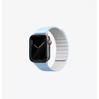 UNIQ Revix omkeerbare magnetische band voor Apple Watch Series 1/2/3/4/5/6/7/8/9/SE/SE2/SE3/Ultra/Ultra 2/Ultra 3 42/44/45/49mm wit-blauw