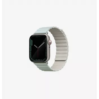 UNIQ Revix Reversible Magnetic Watch Strap voor Apple Watch Series 1/2/3/4/5/6/7/8/9/SE/SE2/SE3 38/40/41mm - Saliegroen/Beige