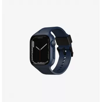 UNIQ Monos 2in1 Apple Watch Armband met Case Serie 4/5/6/7/8/9/SE/SE2/SE3 44/45mm Marineblauw